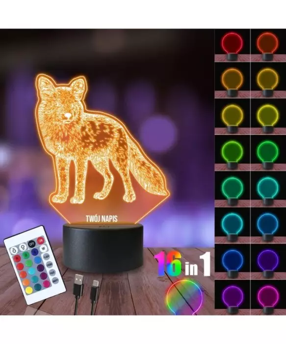 Lampka Nocna 3D LED LAMP Lisek