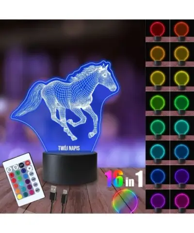 Lampka Nocna 3D LED LAMP Konik w Galopie