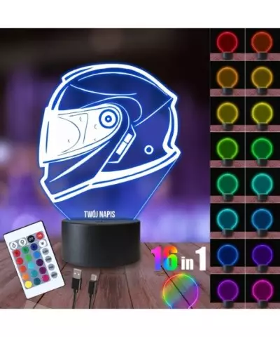Lampka Nocna 3D LED LAMP Kask na Motocykl