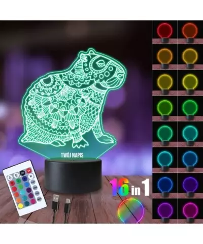 Lampka Nocna 3D LED LAMP Kapibara Mandala