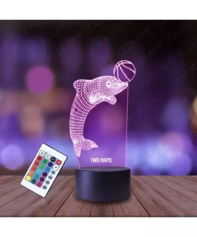 Lampka Nocna 3D LED LAMP Delfinek z Piłką