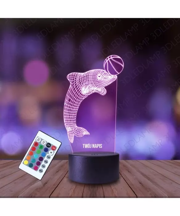 Lampka Nocna 3D LED LAMP Delfinek z Piłką