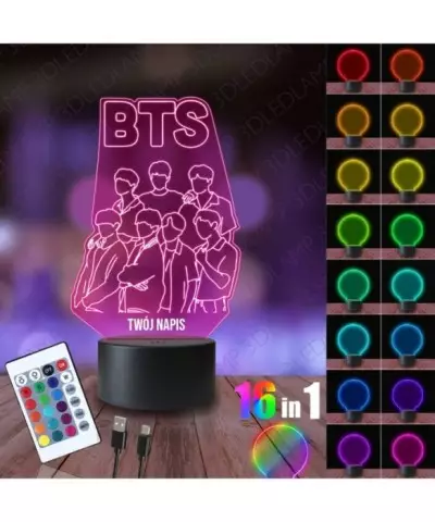 Lampka Nocna 3D LED LAMP Formacja K-Pop BTS
