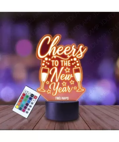Lampka Nocna 3D LED LAMP Cheers Nowy Rok Sylwester