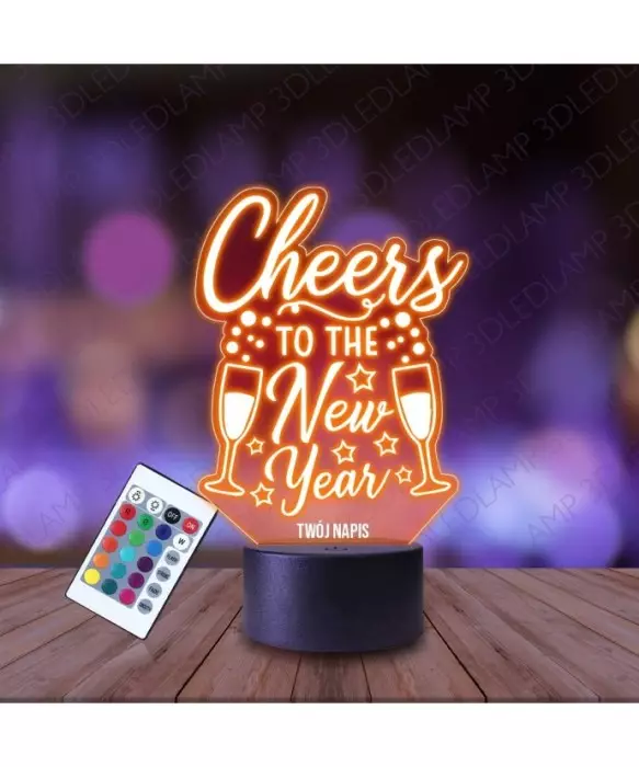 Lampka Nocna 3D LED LAMP Cheers Nowy Rok Sylwester