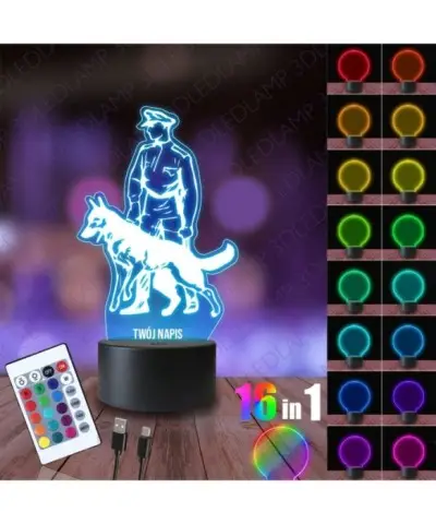 Lampka Nocna 3D LED LAMP Straż Graniczna z Psem
