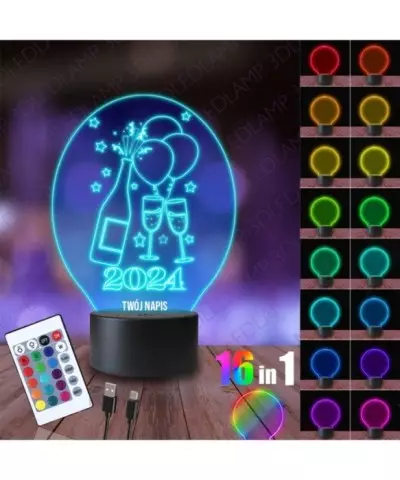 Lampka Nocna 3D LED LAMP Nowy Rok Sylwester