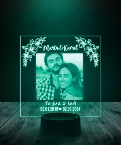 Lampka LED 3D Plexido Rocznica Związku Ślubu Zdjęcie