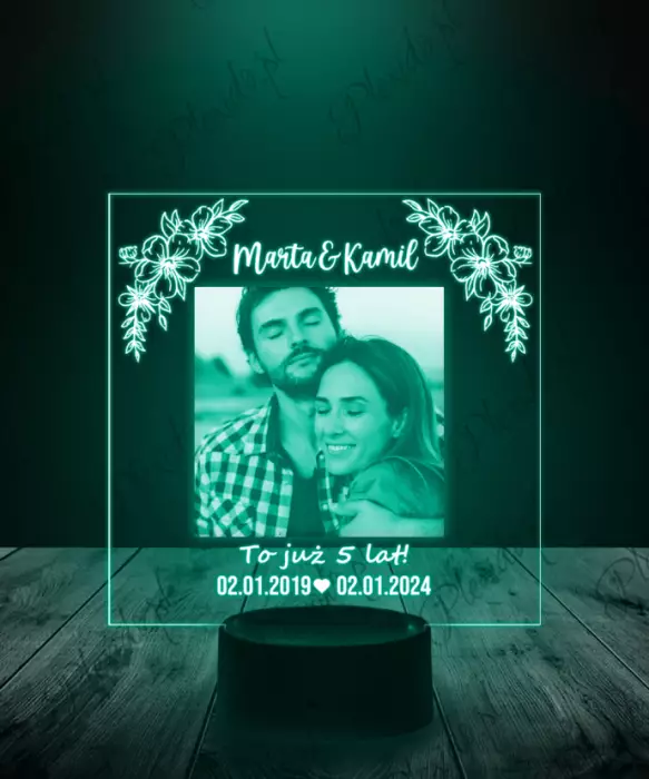 Lampka LED 3D Plexido Rocznica Związku Ślubu Zdjęcie