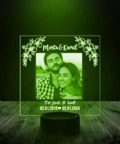 Lampka LED 3D Plexido Rocznica Związku Ślubu Zdjęcie - 3