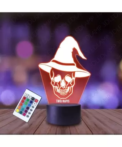 Lampka Nocna 3D LED LAMP Dekoracja Halloween Wiedźma Czaszka