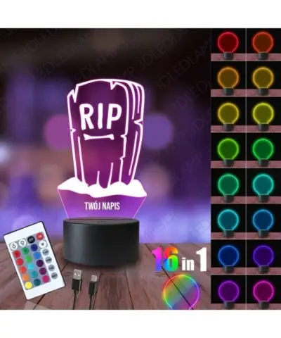 Lampka Nocna 3D LED LAMP Dekoracja Halloween Nagrobek RIP