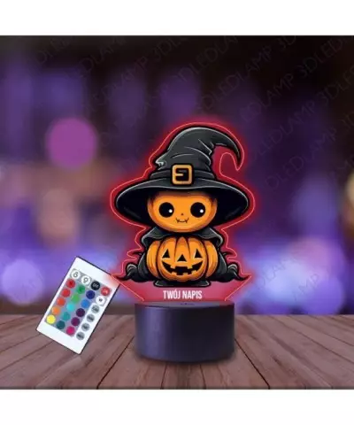 Lampka Nocna 3D LED LAMP z Nadrukiem Halloween Dynia Czarownica