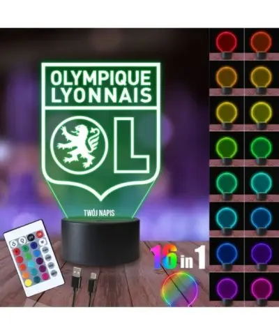Lampka Nocna 3D LED LAMP Olympique Lyon Piłka Nożna