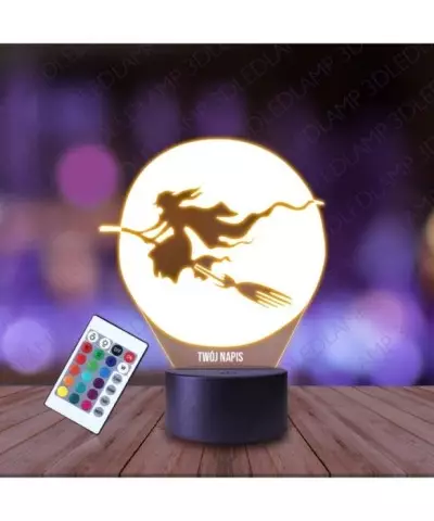 Lampka Nocna 3D LED LAMP Halloween Czarownica na Miotle