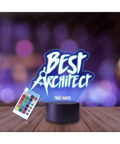 Lampka Nocna 3D LED LAMP Napis Best Architekt