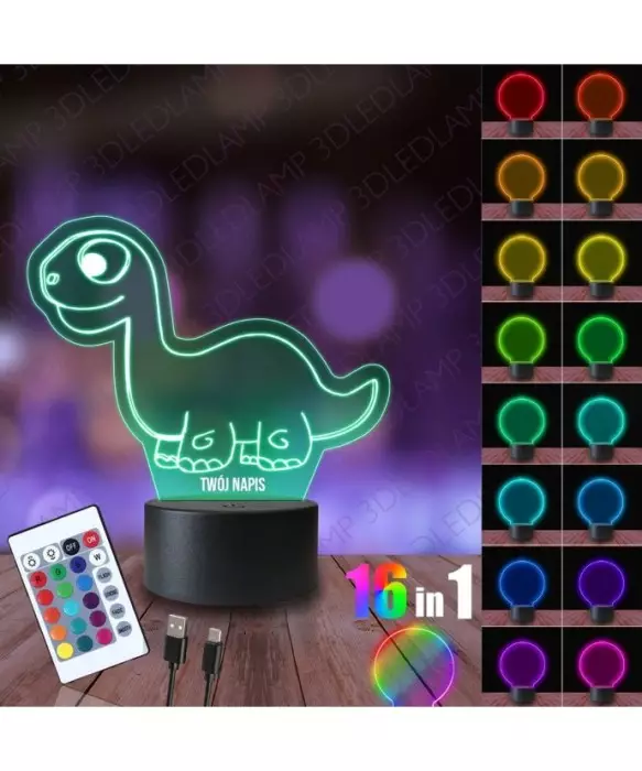 Lampka Nocna 3D LED LAMP Dinuś Dino Dinozaur