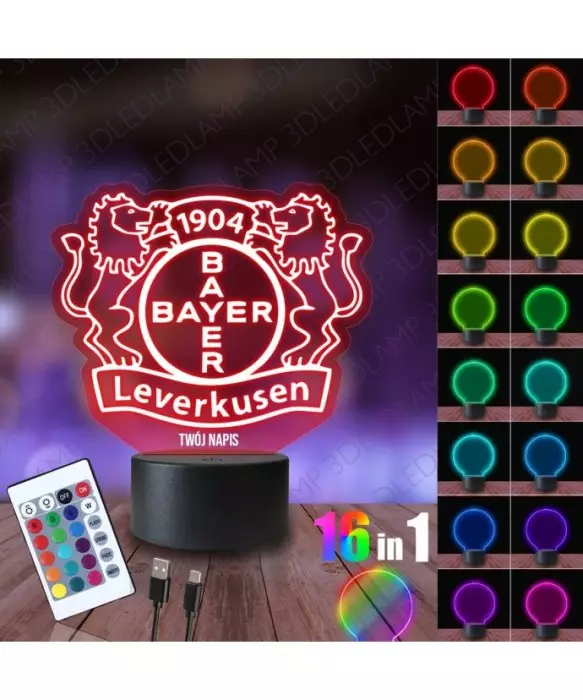 Lampka Nocna 3D LED LAMP Bayer Leverkusen Piłka Nożna