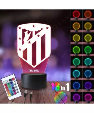 Lampka Nocna 3D LED LAMP Atletico Madrid Piłka Nożna