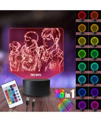 Lampka Nocna 3D LED LAMP Attack On Titan Annie Rainer Bertholdt