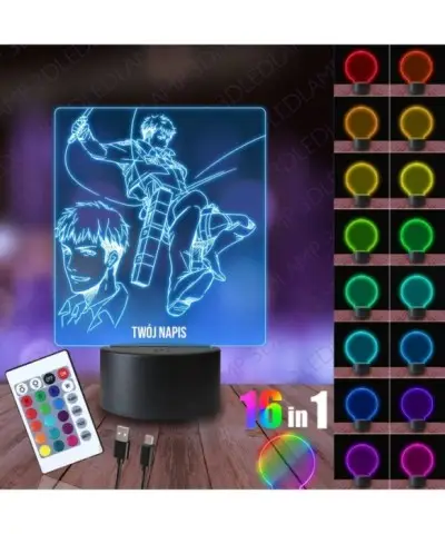 Lampka Nocna 3D LED LAMP Attack On Titan Jean Kirschtein