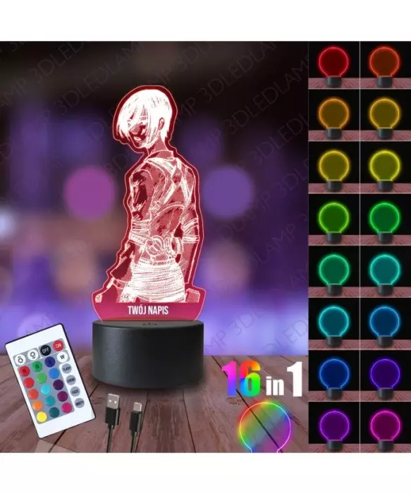 Lampka Nocna 3D LED LAMP Attack On Titan Mikasa Levi Ackermann
