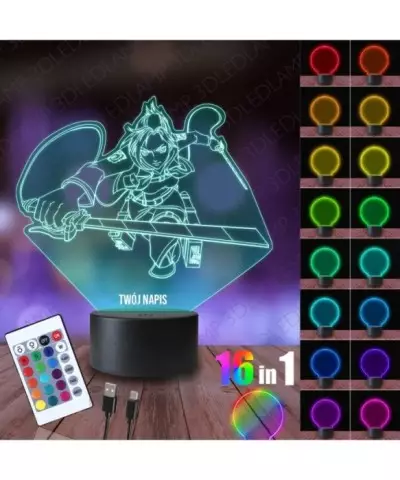 Lampka Nocna 3D LED LAMP Attack On Titan Annie Lionhart