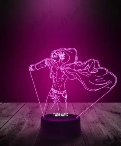 Lampka LED 3D Plexido z Nadrukiem Attack On Titan Eren Jaeger Tytani - 3