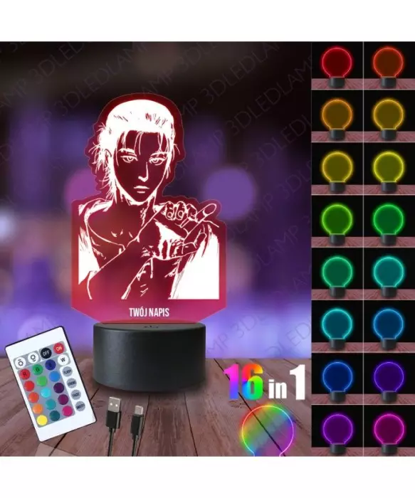 Lampka Nocna 3D LED LAMP Attack On Titan Eren Jaeger