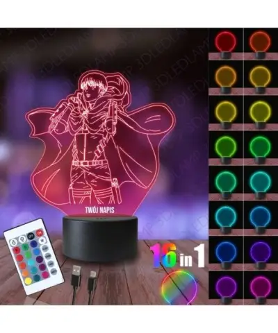 Lampka Nocna 3D LED LAMP Attack On Titan Generał Armin Arlelt
