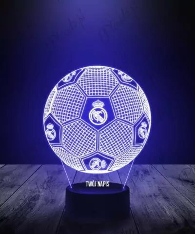 Lampka LED 3D Plexido z Nadrukiem Piłka Nożna Klub Real Madryt - 3
