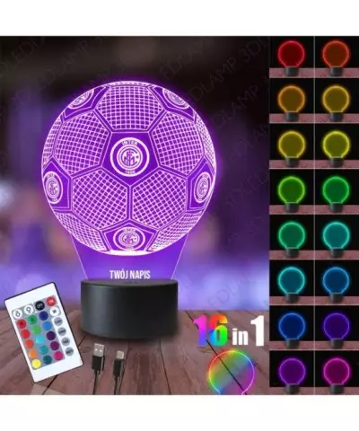 Lampka Nocna 3D LED LAMP Piłka Nożna Klub Inter Mediolan