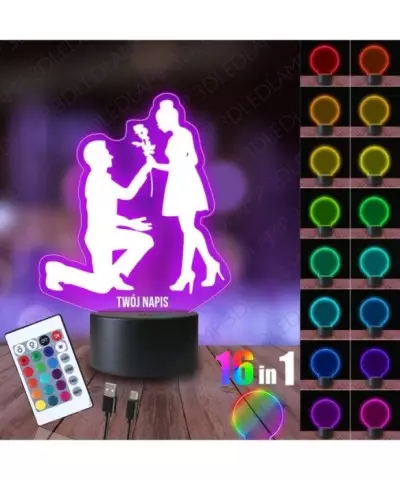 Lampka Nocna 3D LED LAMP Zaręczyny Zakochana Para