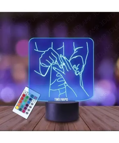 Lampka Nocna 3D LED LAMP Zaręczyny LineArt Miłość