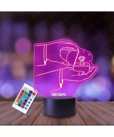 Lampka Nocna 3D LED LAMP Zaręczyny Pierścionek