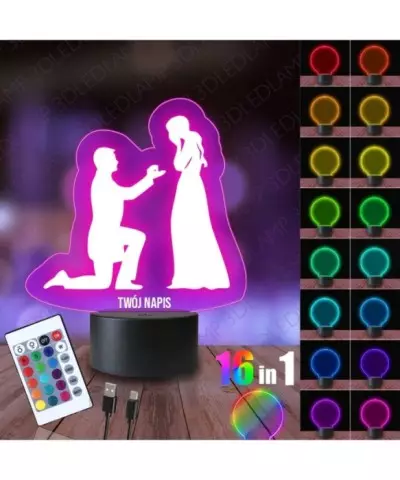 Lampka Nocna 3D LED LAMP Zakochana Para Zaręczyny