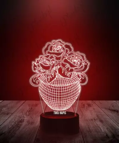 Lampka LED 3D Plexido Róże Kwiaty w Wazonie - 1