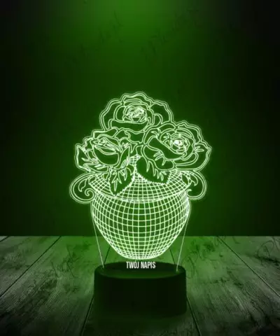Lampka LED 3D Plexido Róże Kwiaty w Wazonie - 2