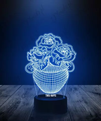 Lampka LED 3D Plexido Róże Kwiaty w Wazonie - 3