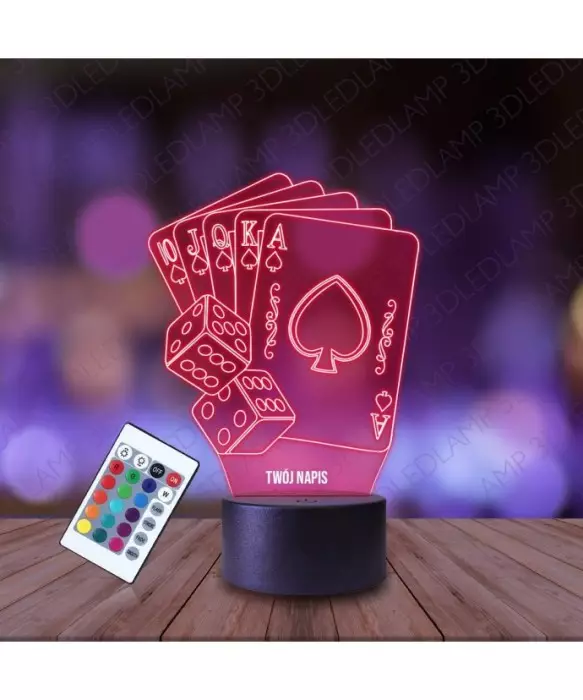 Lampka Nocna 3D LED LAMP Karty As Kości