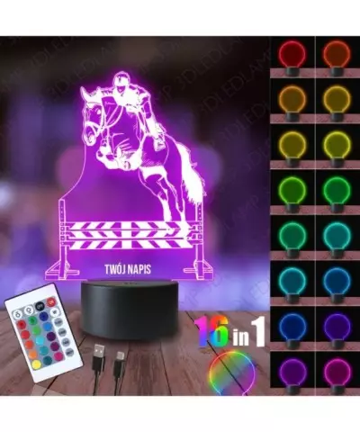 Lampka Nocna 3D LED LAMP Jeździectwo Skoki Przez Przeszkody
