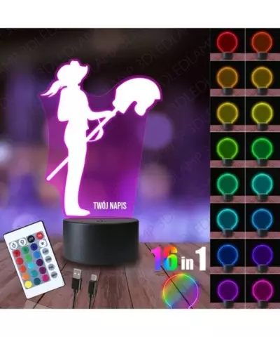 Lampka Nocna 3D LED LAMP Hobby Horse Koń na Patyku Dziewczyna