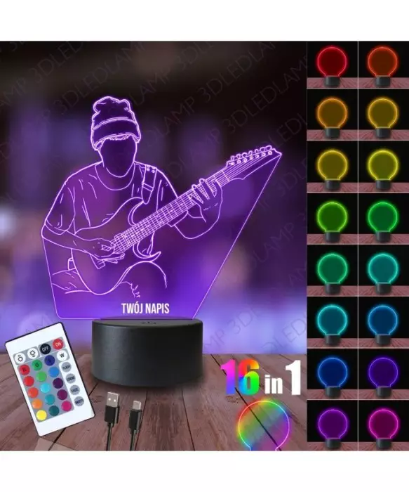 Lampka Nocna 3D LED LAMP Muzyk Gitarzysta Gitara Bass