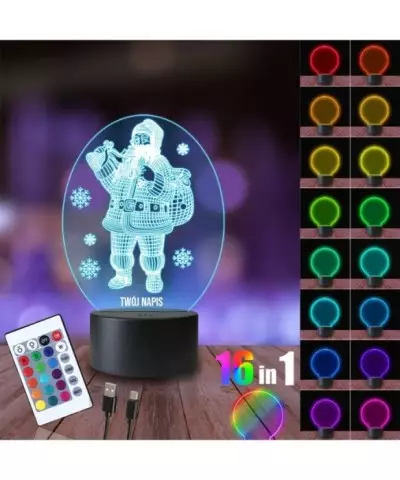 Lampka Nocna 3D LED LAMP Boże Narodzenie Święty Mikołaj