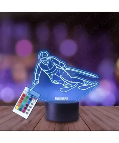 Lampka Nocna 3D LED LAMP Narciarz Zjazd na Nartach