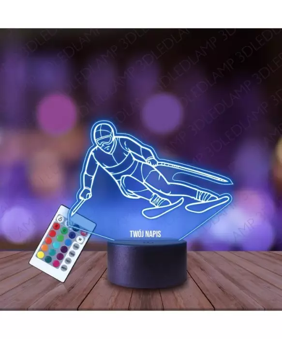 Lampka Nocna 3D LED LAMP Narciarz Zjazd na Nartach