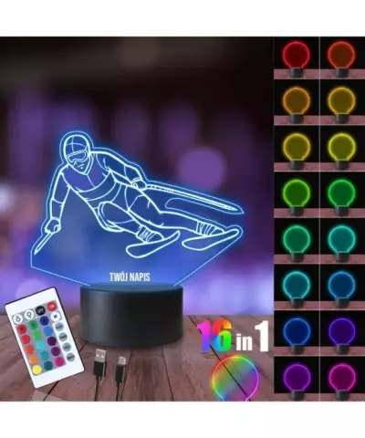 Lampka Nocna 3D LED LAMP Narciarz Zjazd na Nartach