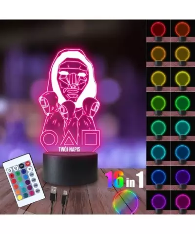 Lampka Nocna 3D LED LAMP Maski Squid Game