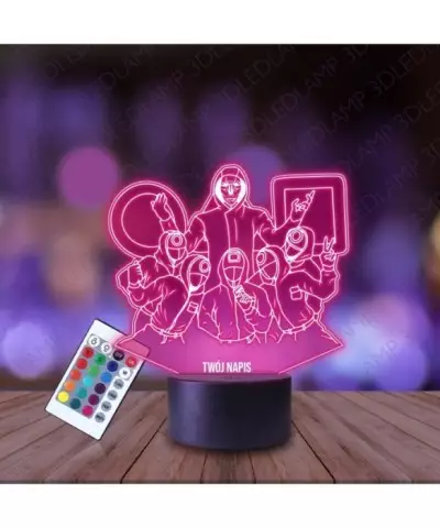 Lampka Nocna 3D LED LAMP Squid Game Lider i Strażnicy