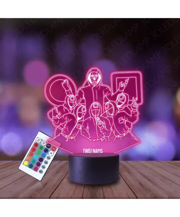 Lampka Nocna 3D LED LAMP Squid Game Lider i Strażnicy